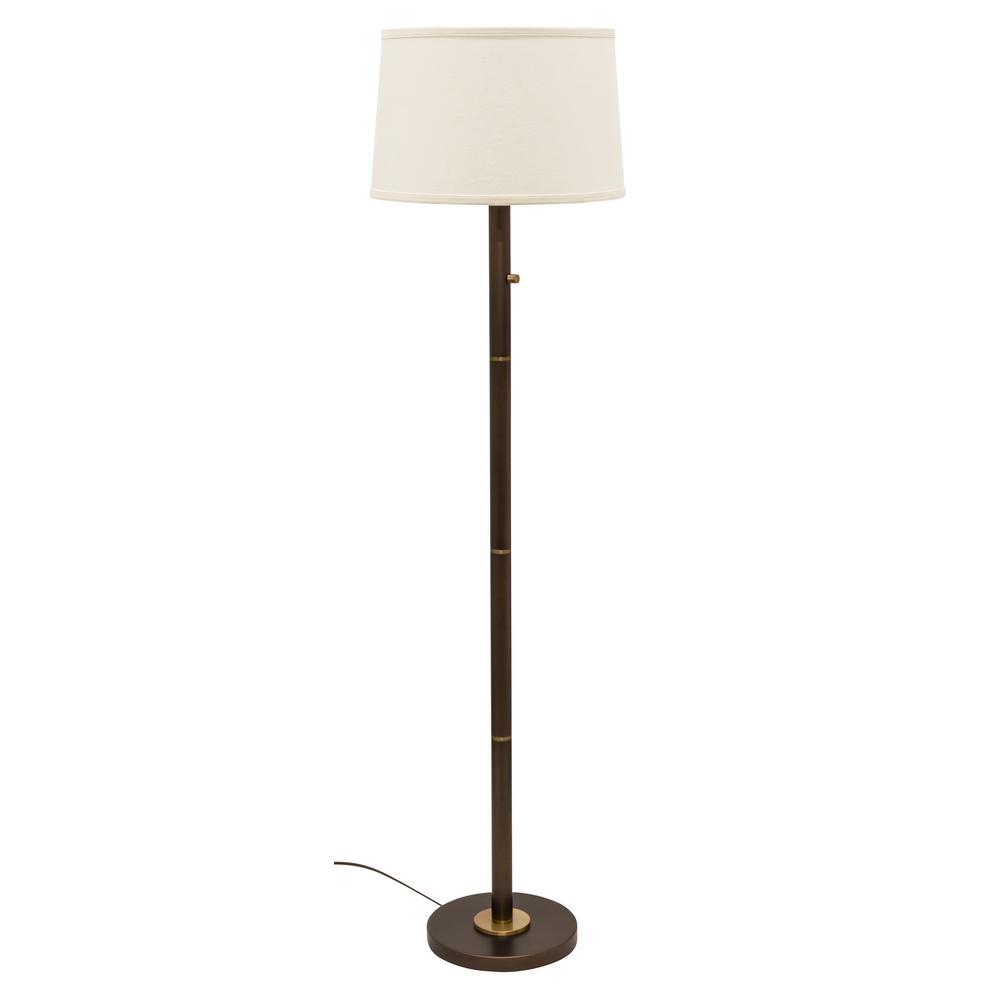 Rupert three way floor lamp in chestnut bronze with weathered brass accents