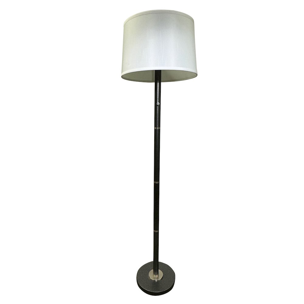 Rupert three way floor lamp in supreme silver with satin nickel accents