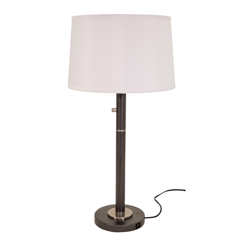 Rupert three way table lamp in Granite with satin nickel accents and USB port