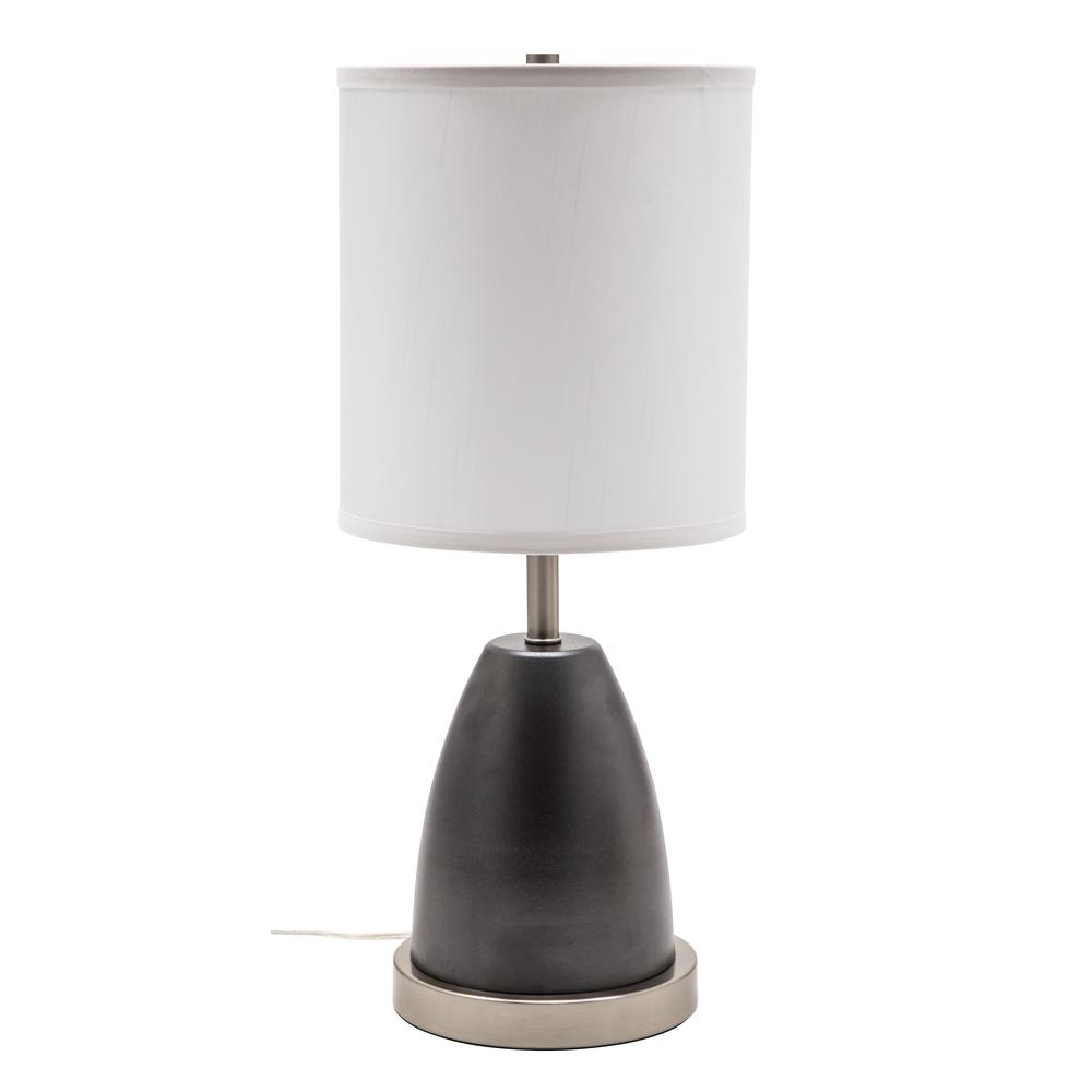 Rupert table lamp in granite with satin nickel accents and USB port