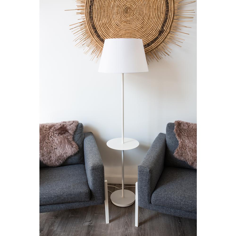 Vernon 3-bulb Floor Lamps with Table in White