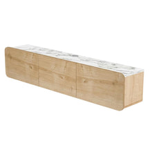 Wall Mounted Oval TV Stand in Walnut with Wooden Finish and Modern Design