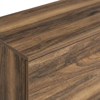Walnut Wood TV Stand with Glass Door Shelf and Mid-Century Modern Design