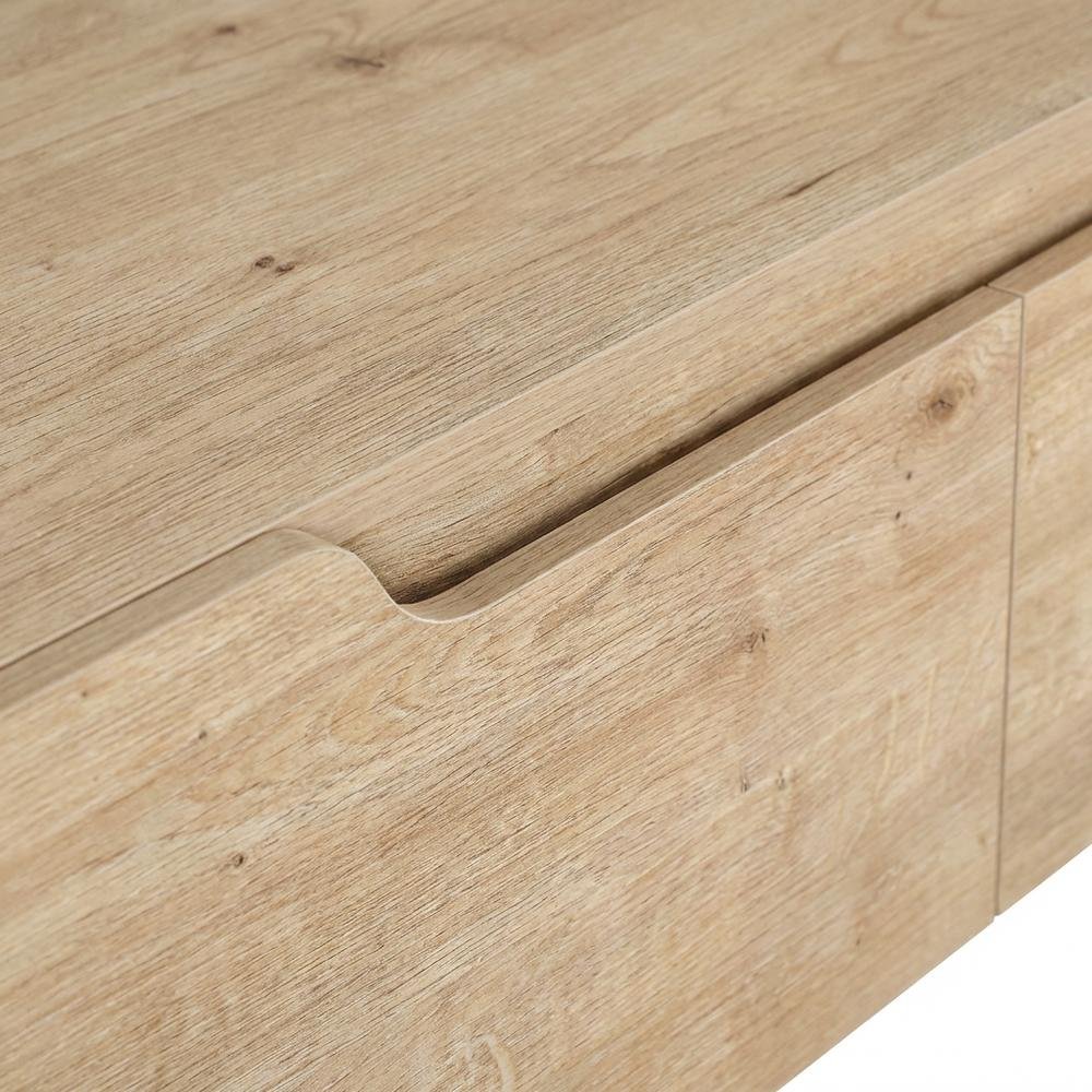 Beige Wall-Mounted TV Stand for Up to 80 Inch Televisions with Engineered Wood