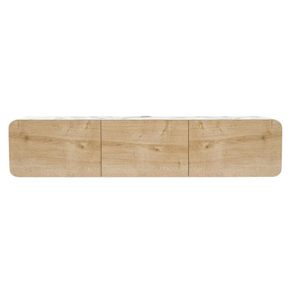 Wall Mounted Oval TV Stand in Walnut with Wooden Finish and Modern Design