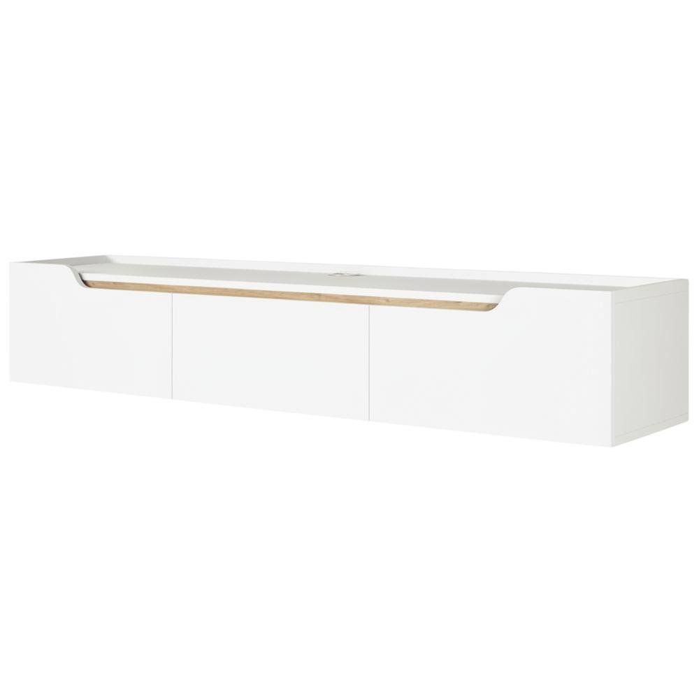 White Wall-Mounted TV Stand, Up to 80 Inch Screens, Engineered Wood Finish