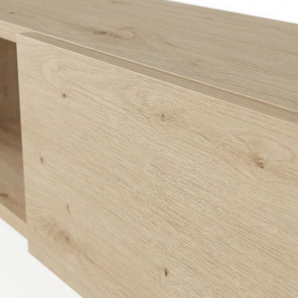 Oak Floating Wall-Mounted TV Stand for 75 Inch Flat Screens Durable Engineering