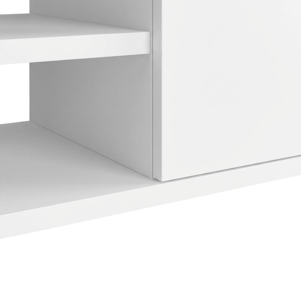 White Floating TV Stand with Wall Mount Design and Engineered Wood Finish