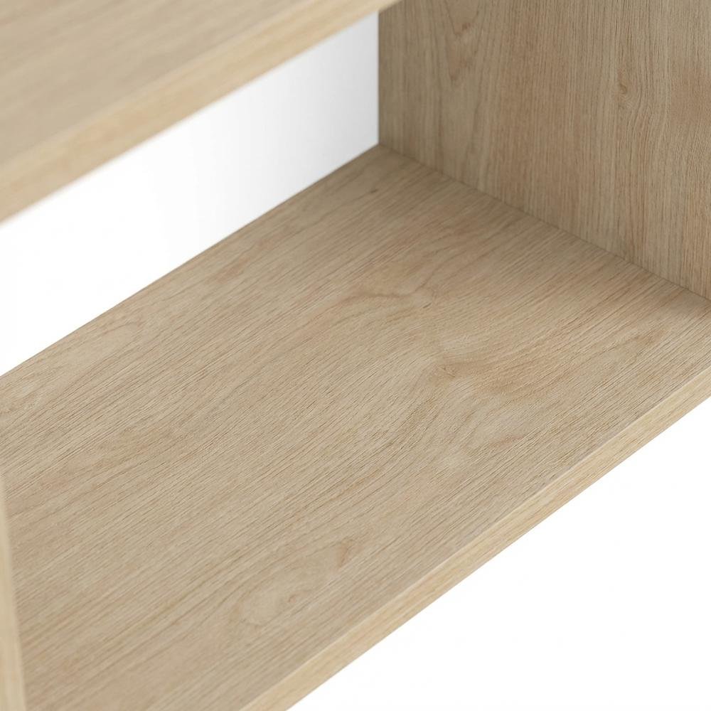 Oak floating TV shelf, modern wall-mounted design, sleek entertainment setup