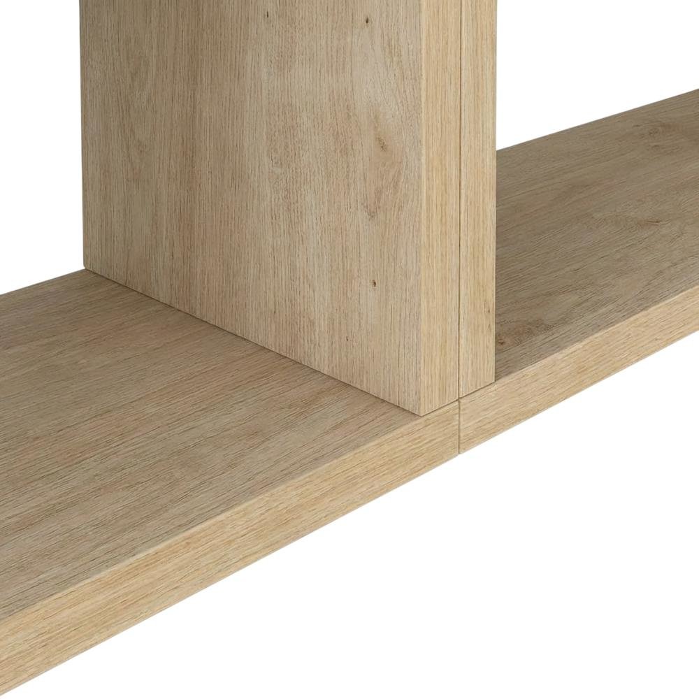 Oak floating TV shelf, modern wall-mounted design, sleek entertainment setup