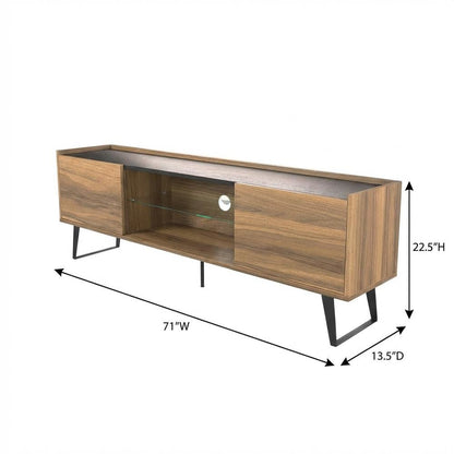 Walnut TV Stand for 65-80 Inch TVs with Engineered Wood Finish Durable Storage