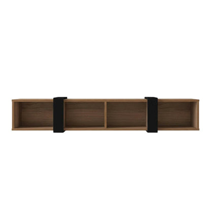 Walnut Floating TV Stand for 75-Inch Wall Mount with Engineered Wood Finish