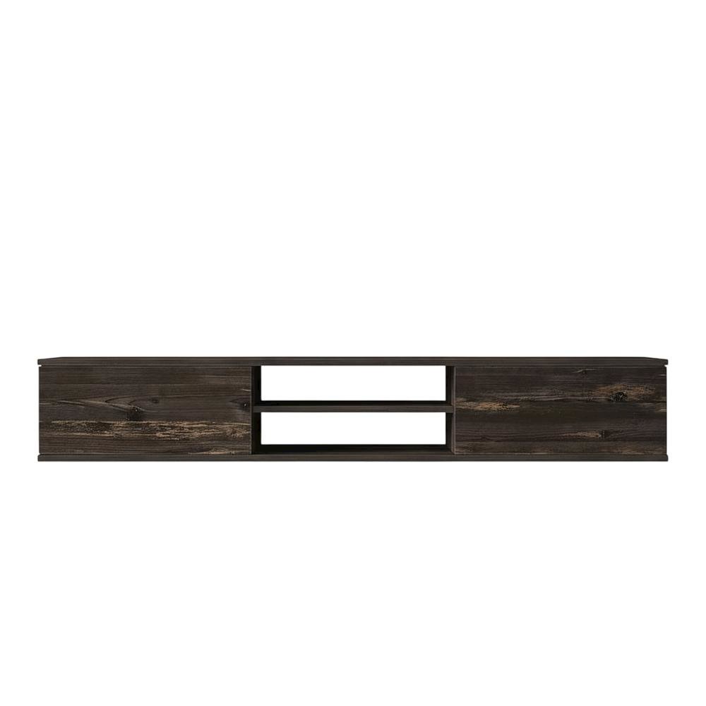 Black Oak Wall-Mounted TV Stand with Engineered Wood Finish