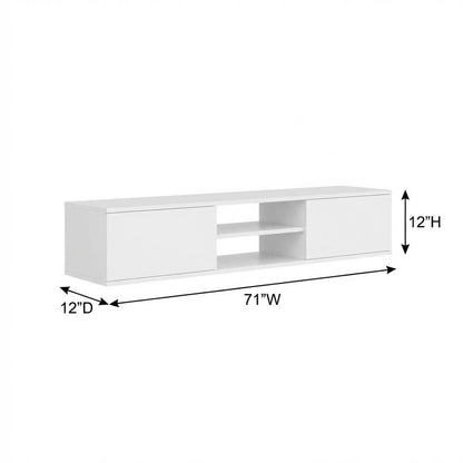 White Floating TV Stand with Wall Mount Design and Engineered Wood Finish