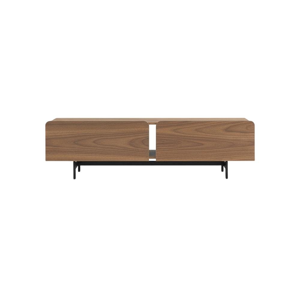 Walnut Modern TV Stand for 75-Inch Screen with Engineered Wood Finish