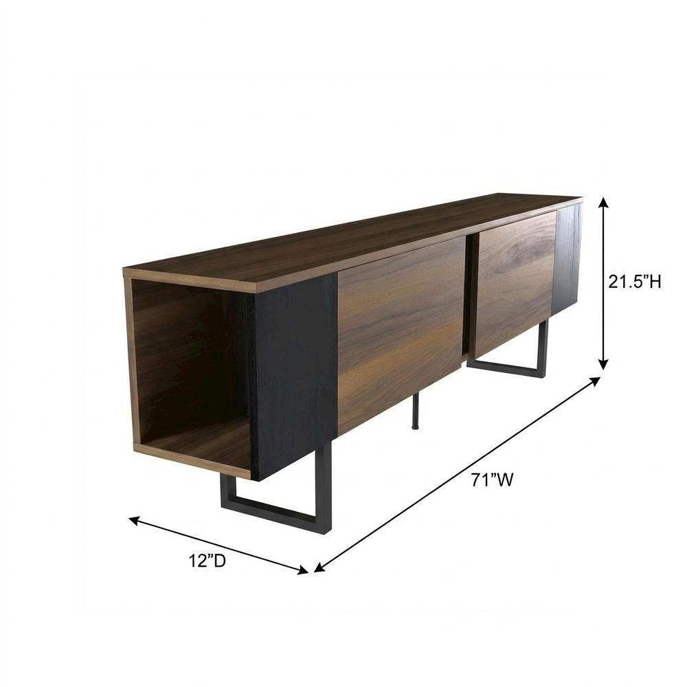 Walnut Finish TV Stand for 75 Inch Living Room Entertainment Center