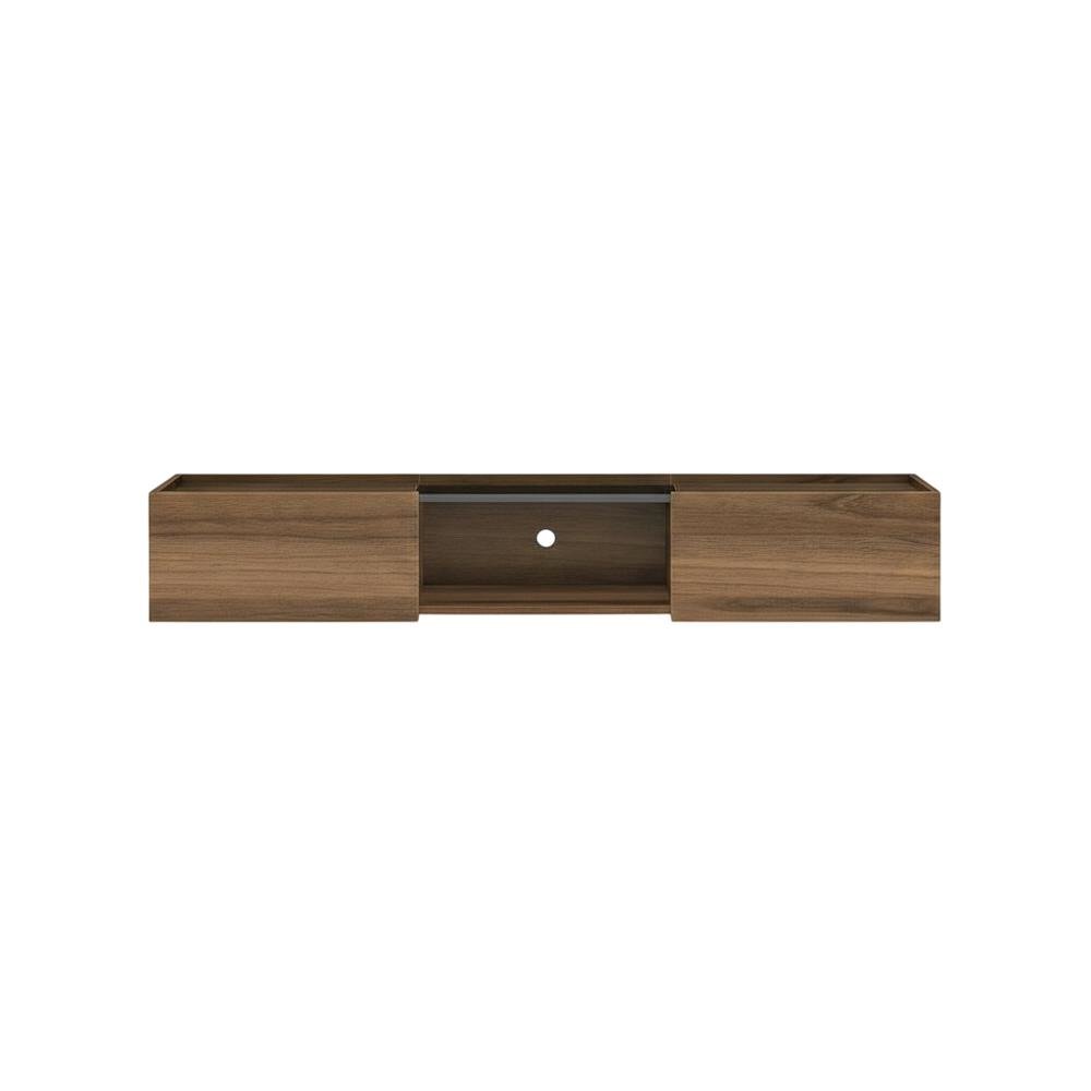 Walnut Wall-Mounted TV Stand for 65-Inch Screens with Engineered Wood Finish