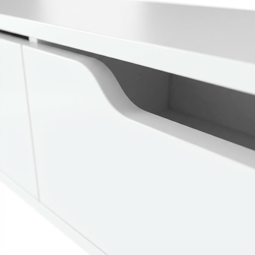 White Wall-Mounted TV Stand, Up to 80 Inch Screens, Engineered Wood Material
