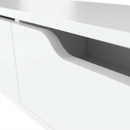 White Wall-Mounted TV Stand, Up to 80 Inch Screens, Engineered Wood Material