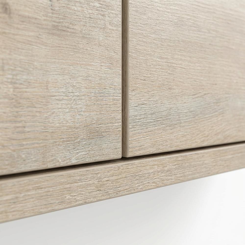 Oak floating TV stand, 2 doors, engineered wood, 36-inch width, modern design