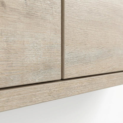 Oak floating TV stand, 2 doors, engineered wood, 36-inch width, modern design