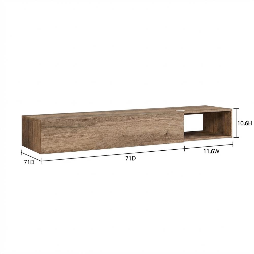 Wall Mounted TV Stand in Black with Modern Floating Shelf Design for 75-Inch TVs