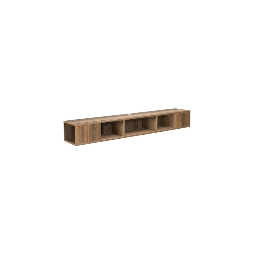 Walnut Floating TV Stand with Wall Mount Design and Engineered Wood Finish