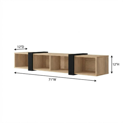 Walnut Floating TV Stand for 75-Inch Wall Mount with Engineered Wood Finish