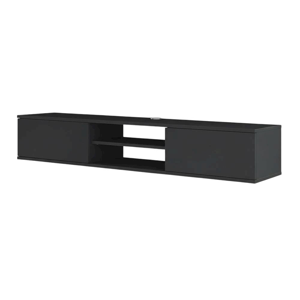 Gray Floating TV Stand with Wall Mounting and Spacious Storage