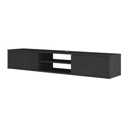 Gray Floating TV Stand with Wall Mounting and Spacious Storage
