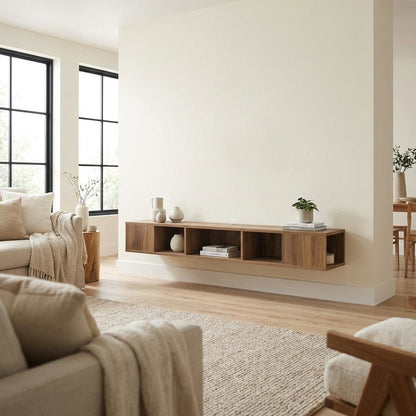 Walnut Floating TV Stand with Wall Mount Design and Engineered Wood Finish