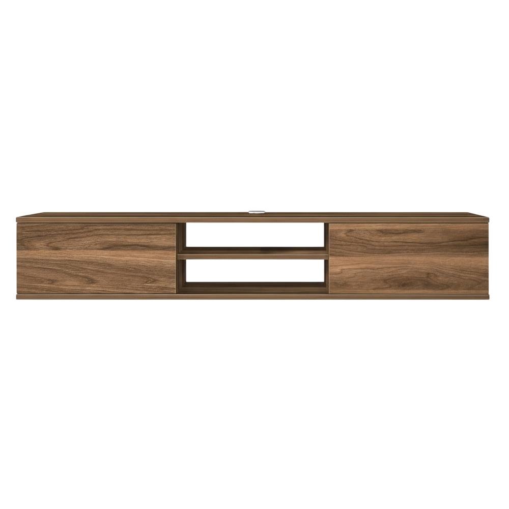 Brown Floating TV Stand with Wall Mount and Modern Storage Design