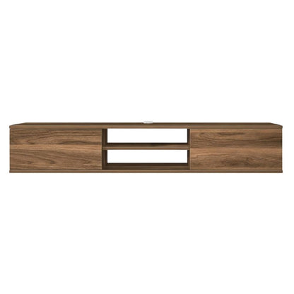 Brown Floating TV Stand with Wall Mount and Modern Storage Design