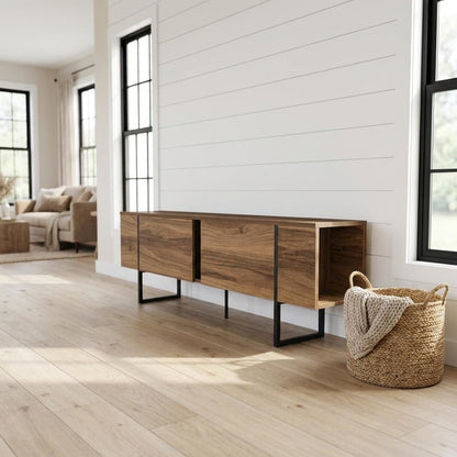 Walnut Modern TV Stand and Media Console with Engineered Wood Finish