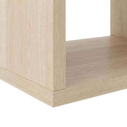 Floating TV Stand with Oak Finish and Open Shelves for Modern Living