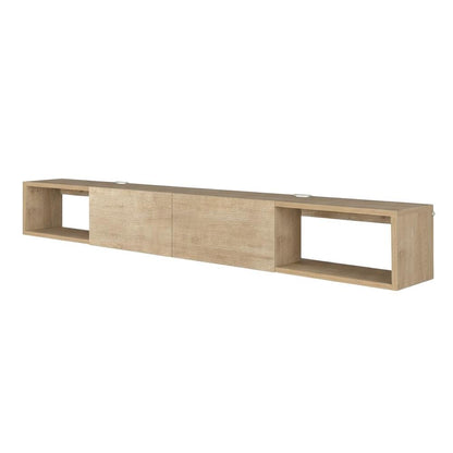 Modern Oak Wall-Mounted TV Stand for 75 Inch Flat Screen with Engineered Wood