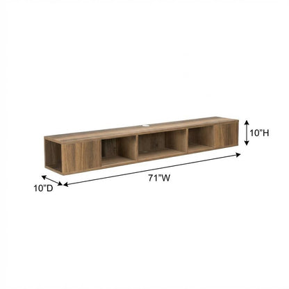 Walnut Floating TV Stand with Wall Mount Design and Engineered Wood Finish
