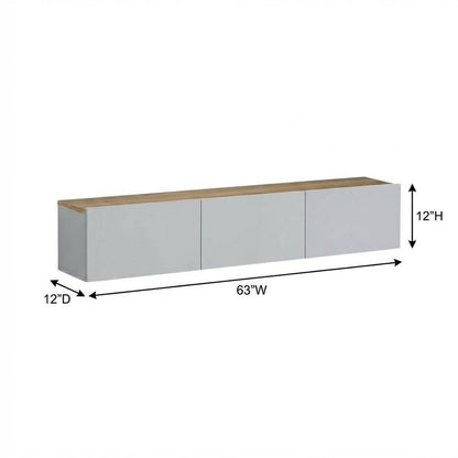 Wall-Mounted TV Stand for Up to 75 Inch Displays in White and Sapphire Oak**