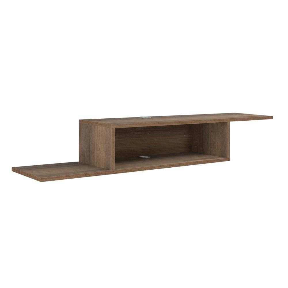 Brown Wall-Mounted TV Stand, Up to 65 Inch Screens, Engineered Wood Design