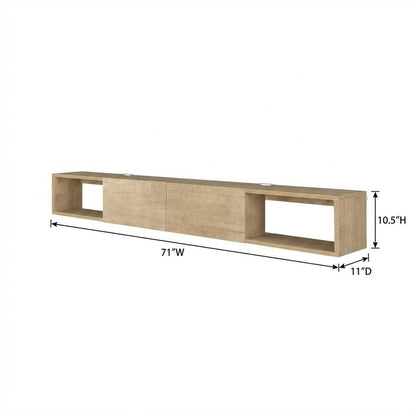 Modern Oak Wall-Mounted TV Stand for 75 Inch Flat Screen with Engineered Wood
