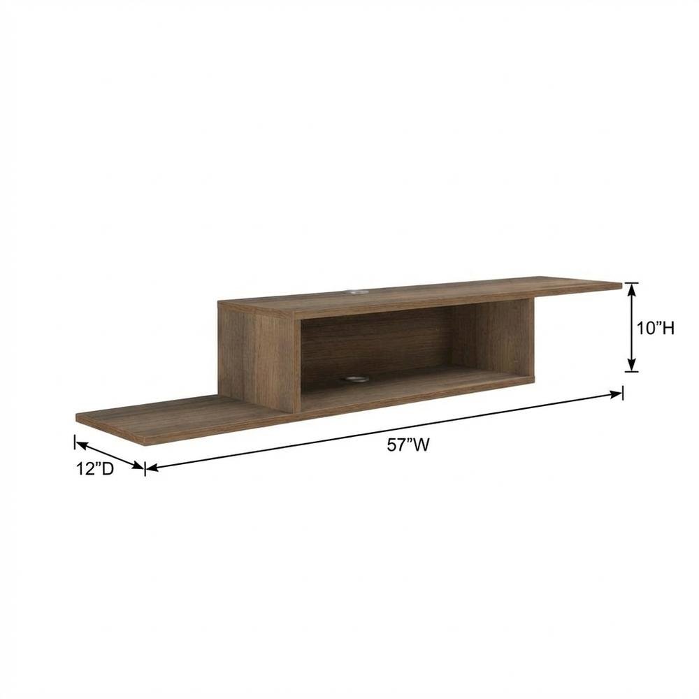 Brown Wall-Mounted TV Stand, Up to 65 Inch Screens, Engineered Wood Design