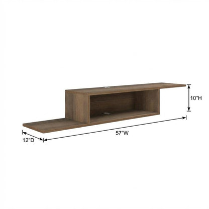 Brown Wall-Mounted TV Stand, Up to 65 Inch Screens, Engineered Wood Design