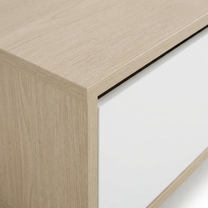 Beige Wall-Mounted TV Stand, Up to 80 Inch Screens, Engineered Wood Construction