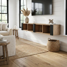 Brown Wall-Mounted TV Stand for 75 Inch TVs with Engineered Wood Design