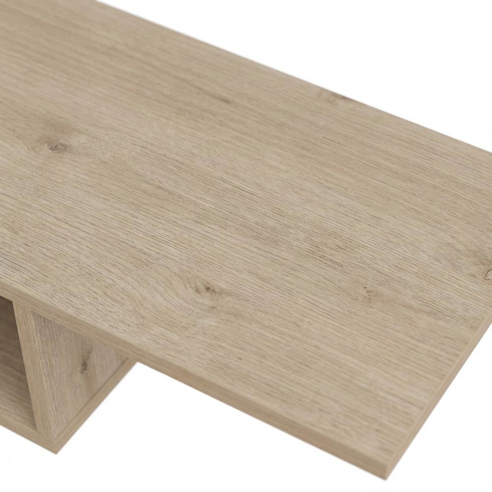 Beige Wall Mount TV Stand for 65 Inch Screens with Engineered Wood Shelf