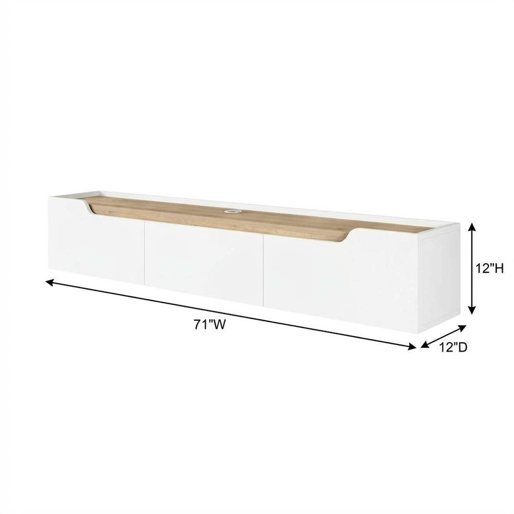 White Floating TV Stand, up to 80 Inch Screens Wall Mounted Entertainment Center