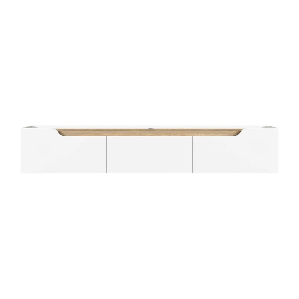 White Floating TV Stand, up to 80 Inch Screens Wall Mounted Entertainment Center