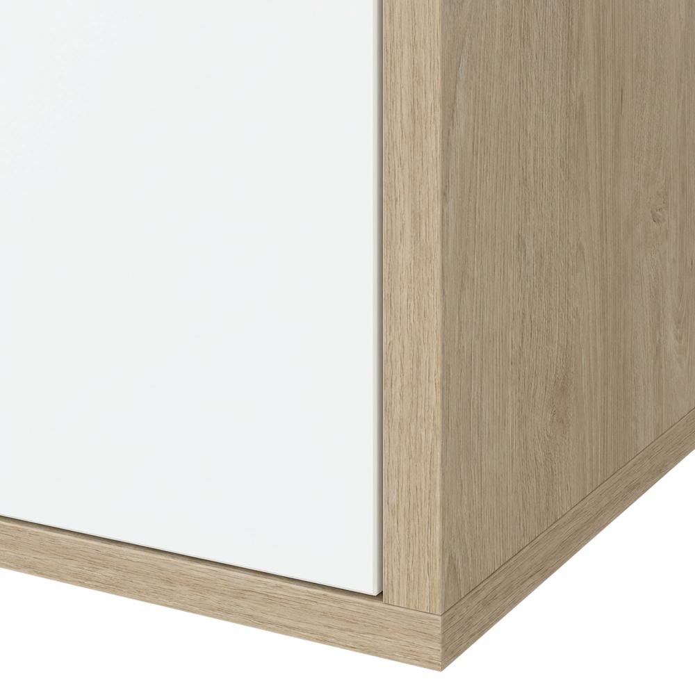 Beige Wall-Mounted TV Stand, Up to 80 Inch Screens, Engineered Wood Construction