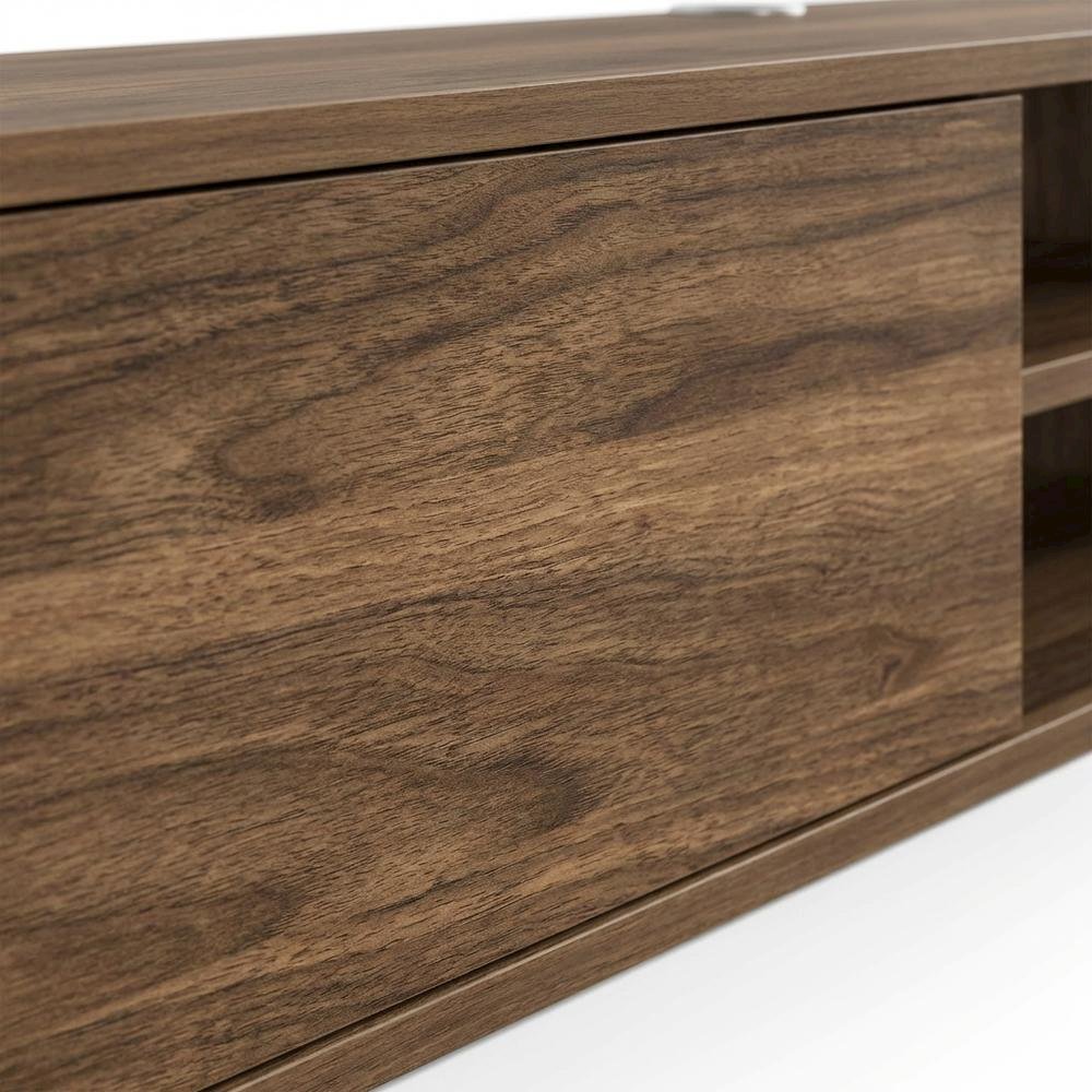 Brown Floating TV Stand with Wall Mount and Modern Storage Design