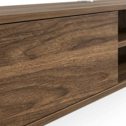 Brown Floating TV Stand with Wall Mount and Modern Storage Design